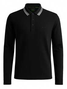 Hugo Boss Áo thun nam cổ polo sọc dài tay thường ngày đa năng - 015 Than củi - Xem 4