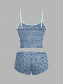 Sweetina 1 Set Camisole Top And Low-Rise Shorts Suit, Fashionable For Summer - Blue - View 6