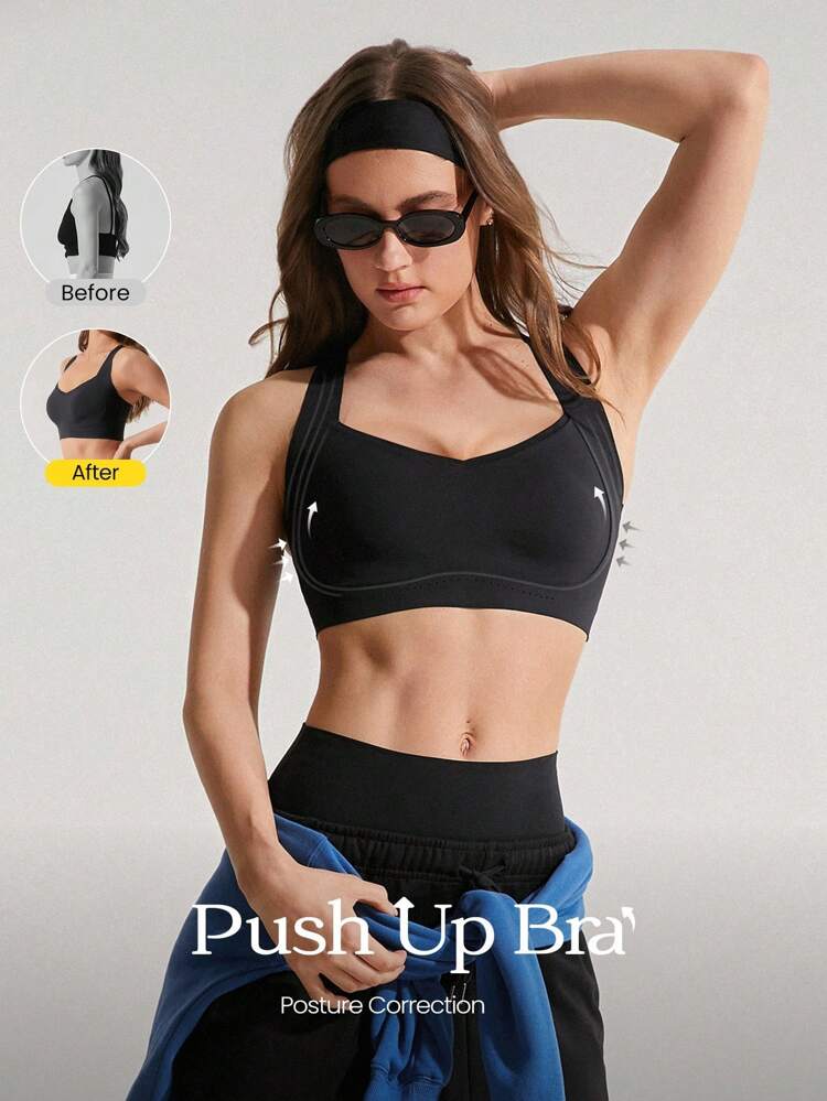 Sujetador lift off suavizante, ligero y suave con tiras de gel push-up, para yoga, pilates, estudio y uso diario casual