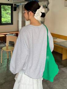 DAZY 女士宽松小狗印花圆领套头休闲运动衫 - 灰色 - 查看 6