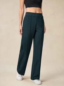 OutZeal 女士休闲运动裤，凉爽透气，弹力面料，阔腿款式，带拉链口袋 - 墨綠色 - 查看 8