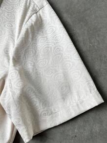 Manfinity Homme Bộ áo sơ mi và quần short jacquard trơn màu thường ngày mùa hè dành cho nam - Màu be - Xem 7