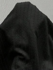 INAWLY 女士纹理针织弹力荷叶边袖T恤 - 黑色 - 查看 6