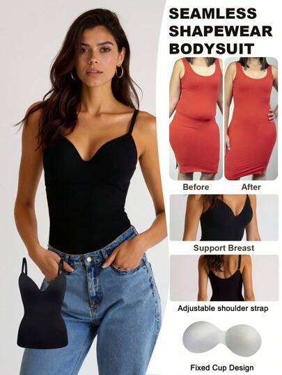 SHEIN 1pc Women Seamless Comfortable Sports Fixed Cup Camisole