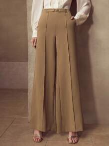 MOTF PREMIUM QUẦN TRANG TRÍ KIM LOẠI PINTUCK - Màu Khaki - Xem 6