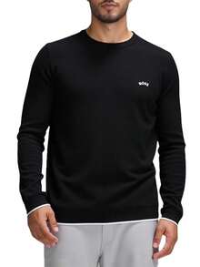 Hugo Boss 男士休闲圆领长袖 T 恤，百搭 - 001 Black - 查看 1