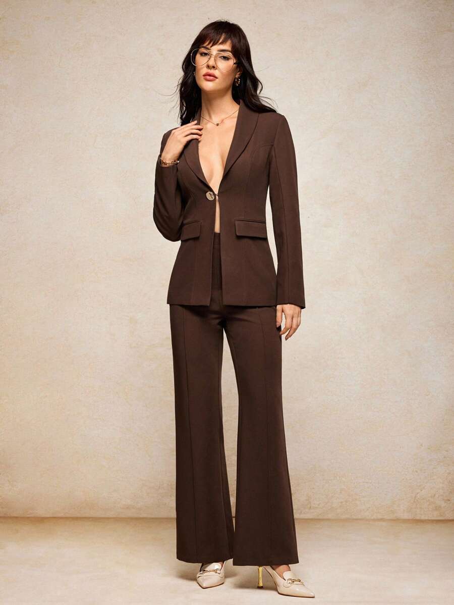 House of One High-Waist Classic Flared Suit Pants Women Fall Casual Business Old Money Fall Outfits Business Professional Women Business Casual Woman