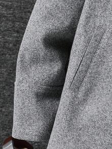 SHEIN Tween Boys' Casual Stand Collar Long Sleeve Parka Coat, Suitable For Commuting, School, Casual, Travel, Sports, Autumn/Winter, Black, For Fall - Dark Grey - View 3