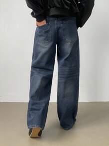 DAZY Jeans in denim blu scuro consumato, autunnali, da uomo