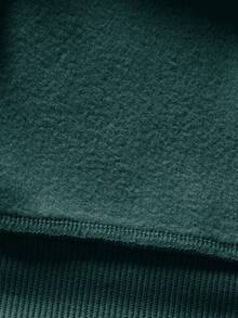 EURMUSE 100%Cotton Men Letter Patched Drop Shoulder Sweatshirt - Dark Green - View 6