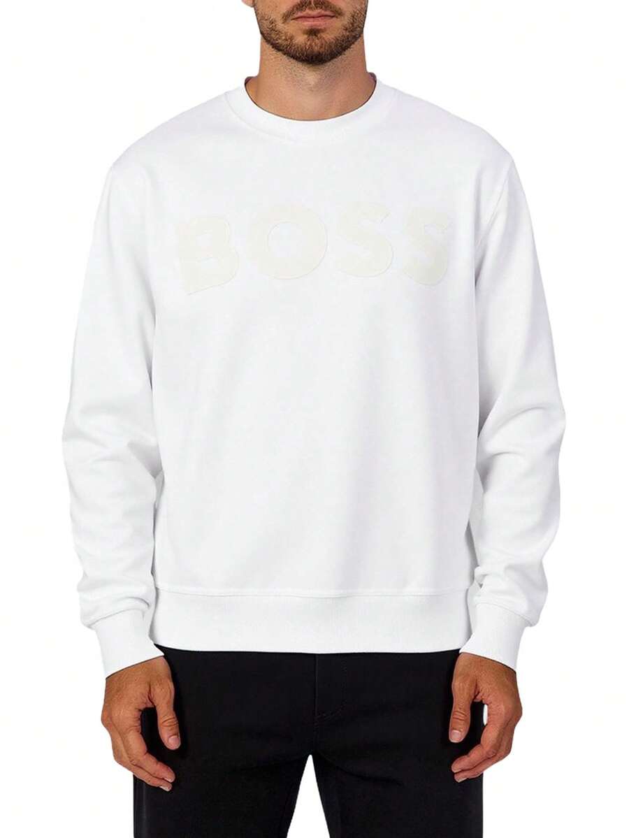 Hugo Boss Men's Round Neck Long Sleeve Casual Pullover Sweatshirt - 100 White - View 1