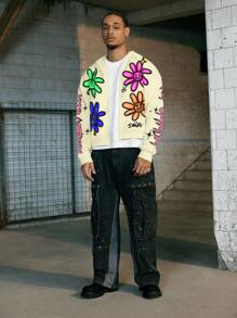 PAVTROS 男士休闲街头风格印花拉链连帽卫衣 - 彩色 - 查看 3