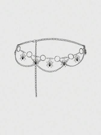 Goth 1 قطعة حزام دائري للخصر للنساء مزين بالإكليل الفضي على شكل عنكبوت، ديكور للفساتين الغوثية الداكنة، مناسب للهالوين وللارتداء اليومي المتعدد الاستخدامات