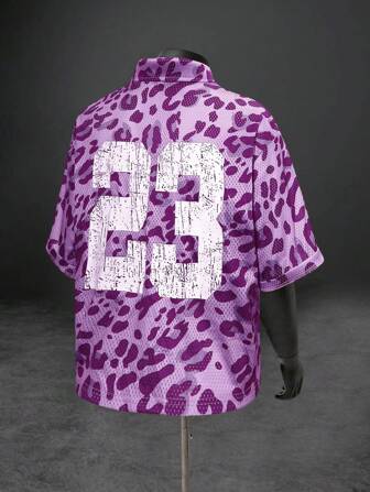 Street Life Men's US City Name Slogan Silkscreen Print Mesh Breathable Sports College Style Short Sleeve Cardigan Shirt
