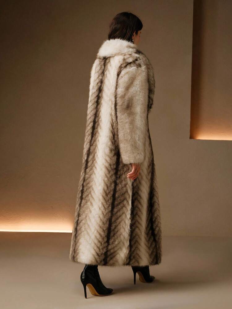 Fashionable Vintage Long Faux Fur Coat, Autumn/Winter