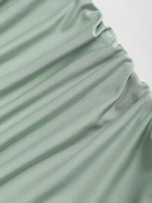 Sweetra 新款吊带螺旋金色珠宝束腰蛋糕裙女式迷你连衣裙 - 薄荷綠 - 查看 4