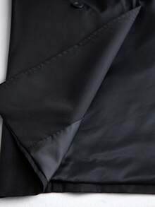 Manfinity Homme Men's Casual Versatile Solid Color Black Double-Breasted Trench Coat, Old Money , Fall - Black - View 7