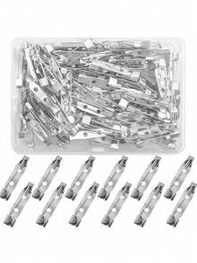 30/100 Pcs Silver Brooch Pin Backs - Heavy Duty Locking Clasps For DIY Jewelry Making, Craft Badges, Wedding Name Tags & Sewing Projects - Secure Safety Pin Backs With Brass Clasp, Multi-Purpose Fasteners For Corsages, Boutonnieres & Fabric Accessories - Multicolor - View 5
