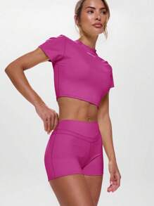 Musera Sport " Sport" Booty Shorts Active Workout Gym Gym Fitness - Hot Pink - View 5