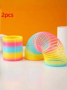 MINKOJA 1/2PCS Random Color, 3-Inch Large Polymer Spring Tire, Button Toy, Magical Retractable Ring, Stress Relieving Toy For Teenagers - Multicolor - View 8
