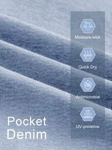 Pantalones vaqueros casuales anchos con bolsillos y pliegues para mujer - Azul - Ver 8