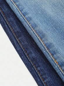 SHEIN Bộ 2 quần jeans ống loe ôm sát, đơn giản và thoải mái màu xanh đậm và xanh nhạt dành cho bé gái tuổi teen, thích hợp mặc đi học, đi lễ hội hoặc ở nhà. - Nhiều màu - Xem 4