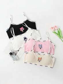 4件套女童卡通人物印花舒适吊带背心内衣套装 - 彩色 - 查看 1