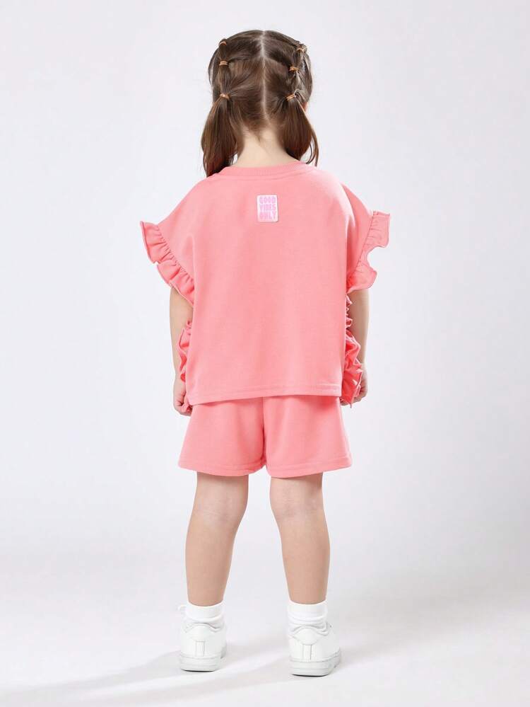 Ruffle Sleeve T-Shirt With Matching Shorts Set