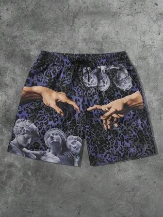 Goth Herren bedruckte Webshorts, geeignet für Frühling/Sommer Alltagstragen