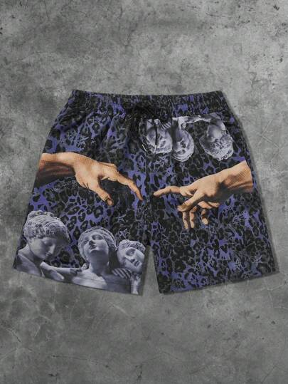 Goth Short imprimé tissé pour hommes, convient pour le port quotidien au printemps/été