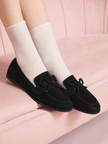 CUCCOO DOLLMOD Giày lười đế bằng da lộn màu đen thời trang nữ, thoải mái, dễ chịu - màu đen - Xem 3