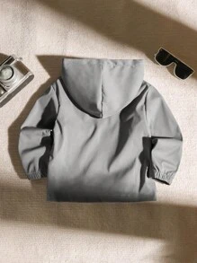 SHEIN Genkimix Kids Young Boy Casual Daily Street Chic Letter Graphic Zip-Up Hooded Jacket, Autumn Fall Winter