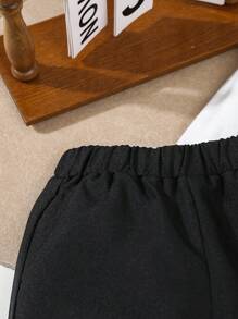 SHEIN 3pcs Baby Boys Gentleman Suit Set, Double-Breasted Vest + Casual Pants + Black Bowknot, Excluding Shirt, Fashion Elegant Stylish, Comfortable Fabric, Suitable For Spring/Autumn, Best For Daily, Party, Wedding, Christening, Performance, Events Fall Winter