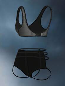 Bộ đồ lót gợi cảm hở lưng bằng da PU có dây kéo quyến rũ cho câu lạc bộ độc thân dành cho phụ nữ - màu đen - Xem 4