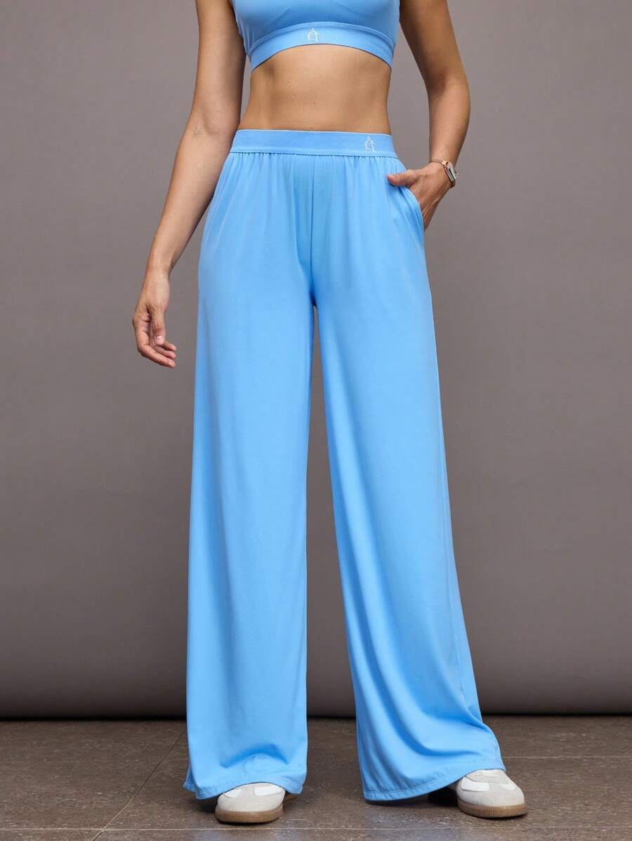 Activina Calças Casuais e Esportivas de Cor Sólida para Mulheres - Azul - Visão 1