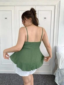 CovetEZ Áo hai dây chữ A co giãn màu xanh lá cây cỡ lớn dành cho nữ, Xuân/Hè - màu xanh lá - Xem 6
