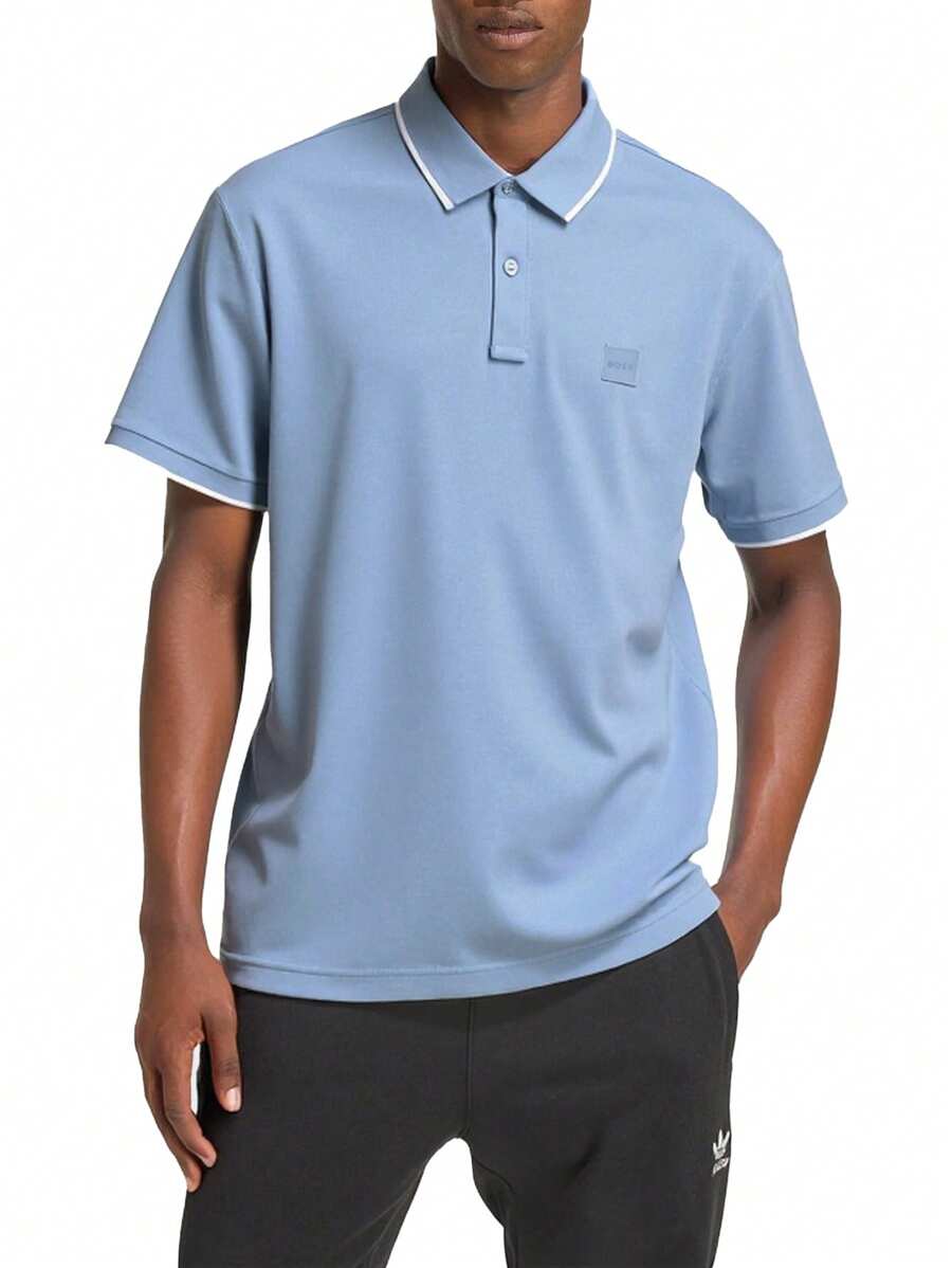 Hugo Boss 男士夏季短袖休闲 Polo 衫 - 470 開放藍 - 查看 1