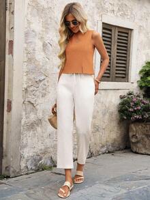 EMERY ROSE Áo ba lỗ trơn màu thường ngày dành cho nữ, đa năng cho mùa hè - trái cam - Xem 5