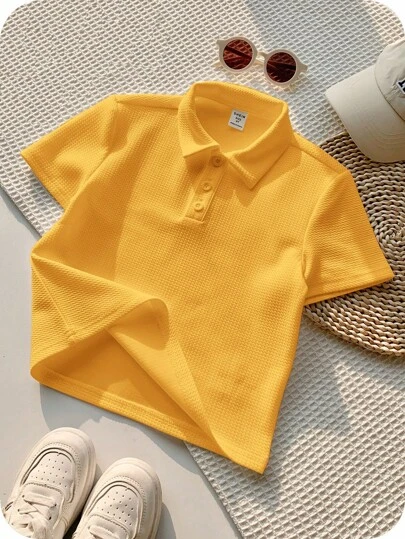 1 Piece Young Boy Casual Sports College Art Retro Textured Fabric Short-Sleeved Polo Shirt Suitable For Back To School Suitable For Birthday Parties, Evening Parties, Performances, Weddings, Baptisms, Opening Ceremonies Suitable For Middle Eastern Suitable For Daily Use Suitable For School Suitable For Travel Suitable For Sports Suitable For Spring And Summer Seasons