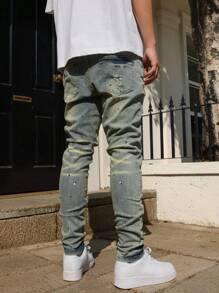 Manfinity Homme Men's Casual Ripped Pocket Distressed Simple Design Denim Jeans Going Out Hang Out Commute Vacation Street - Light Wash - View 2