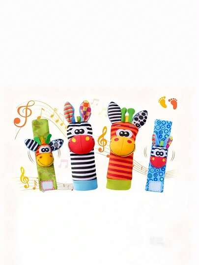 2 o 4 piezas Juguetes sensoriales de calcetines con sonajero y descubridor de pies de material suave con tema de Halloween, juego festivo, regalo de calcetines con sonajero, actividad de juego sensorial, artículo novedoso, celebración de vacaciones, entretenimiento de tela suave