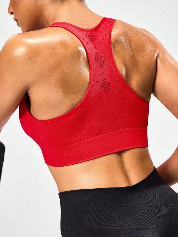Seamluxe SHEIN Sport Women's Mesh Patchwork Racerback Crop Sports Bra