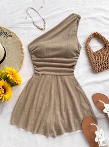 Soleia 大码女式休闲无袖褶皱连体裤，适合度假、秋冬季