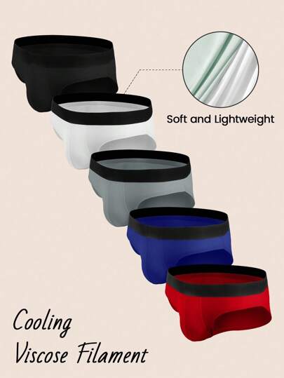 5pcs/Set Men's Simple And Comfortable Breathable Soft Briefs