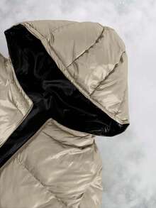 SHEIN Cottnline Men Zip-Up Regular Hoodie Padded Coat - Beige - View 3