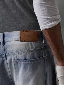 NEON BLANC Men's Casual Loose Woven Long Denim Jeans