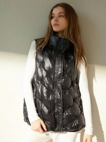 Aveloria Modichic New Fashionable High-Quality Sleeveless Zipper Cotton Padded Vest Jacket With Pockets & Buttons, Thickened Women Outerwear