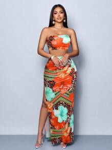 SOLERSUN Body moulant élégant à imprimé numérique intégral, frisé et extensible, tenue sexy de fête et de vacances