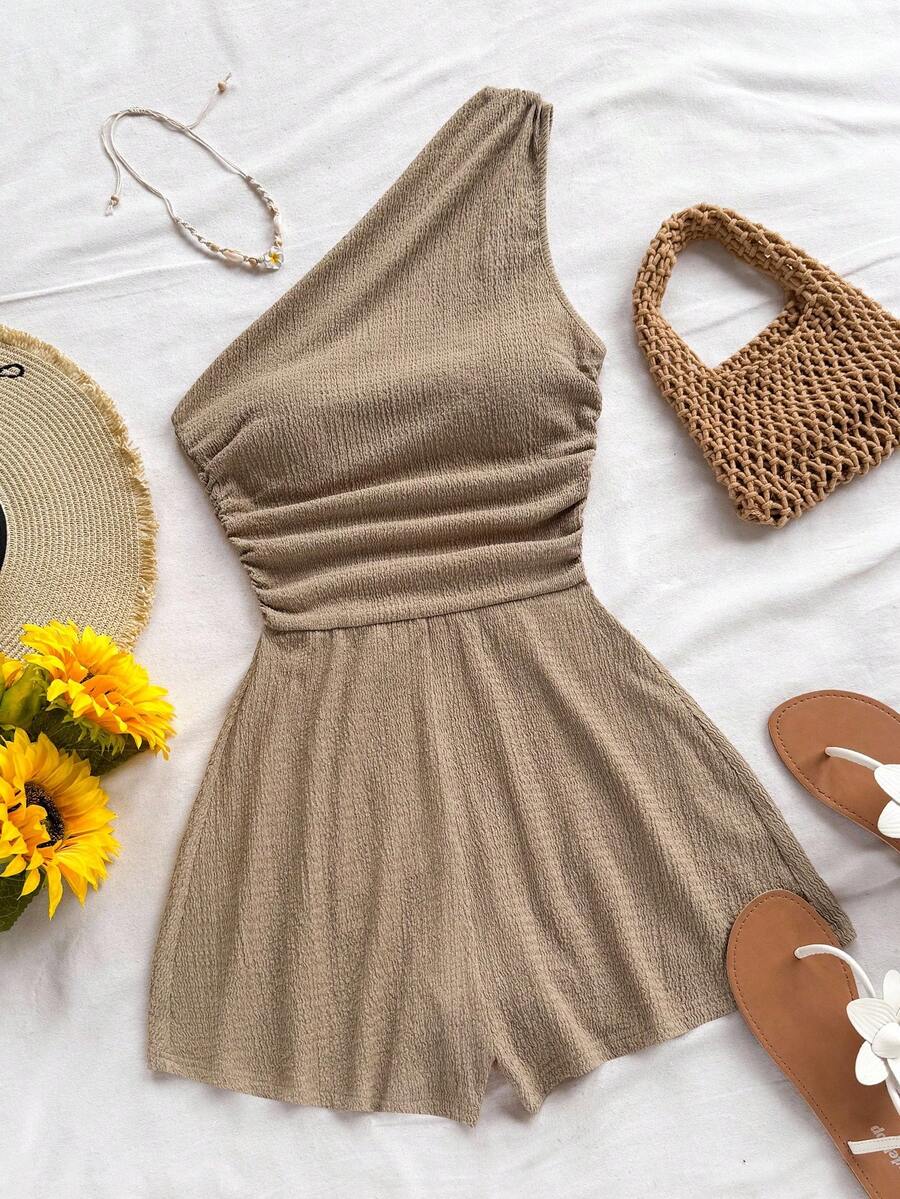 Soleia 大码女式休闲无袖褶皱连体裤，适合度假、秋冬季