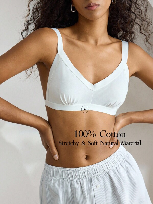 Ocili Leisure Comfortable All-Cotton Soft Wide Strap Seamless Natural Fabric Wireless & Non-Underwire Ladies Bra